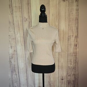 Striped Mock Neck Tee